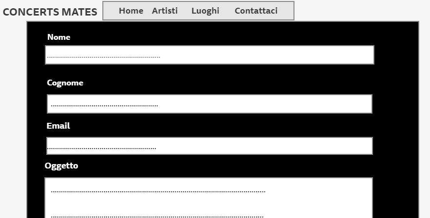 Wireframe pagina contattaci